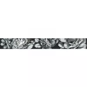 Бордюр Нефрит-Керамика Аллегро черный цветы 5х40 см